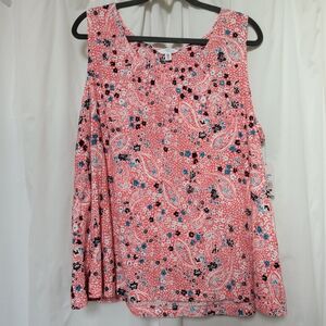 TIME & TRU NWT PAISLEY AND CORAL COLORED TANK TOP